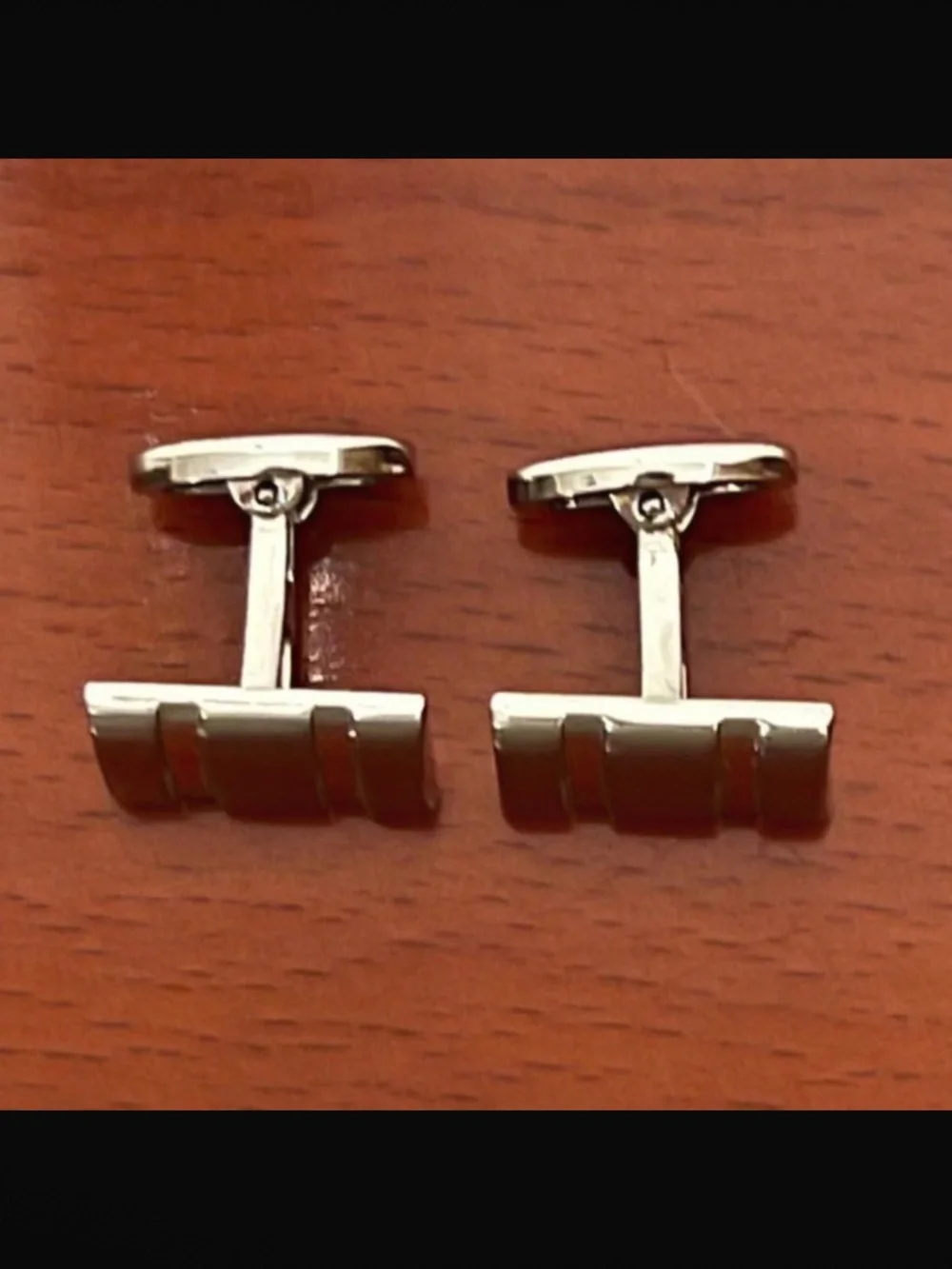 Rectangle Brushed Polish Curved Cufflinks - I Set
